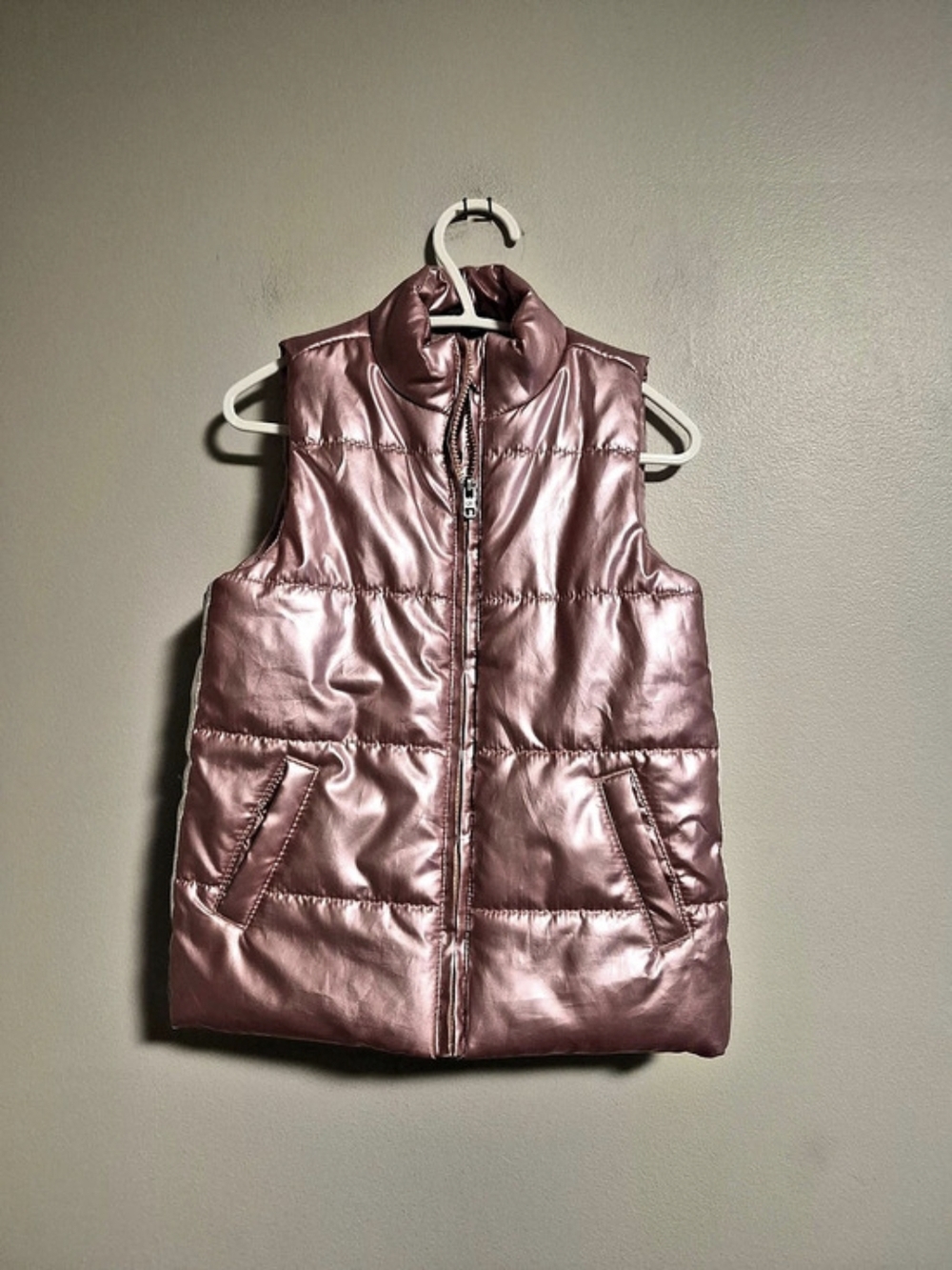Calvin Klein Jeans 4t Pink Metallic Zip Up Quilted Puffer Vest